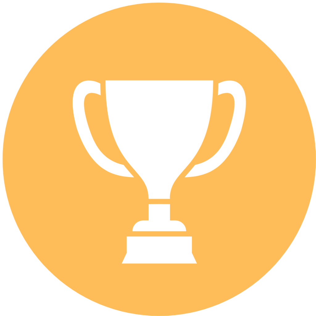 trophy  in round icon with yellow background